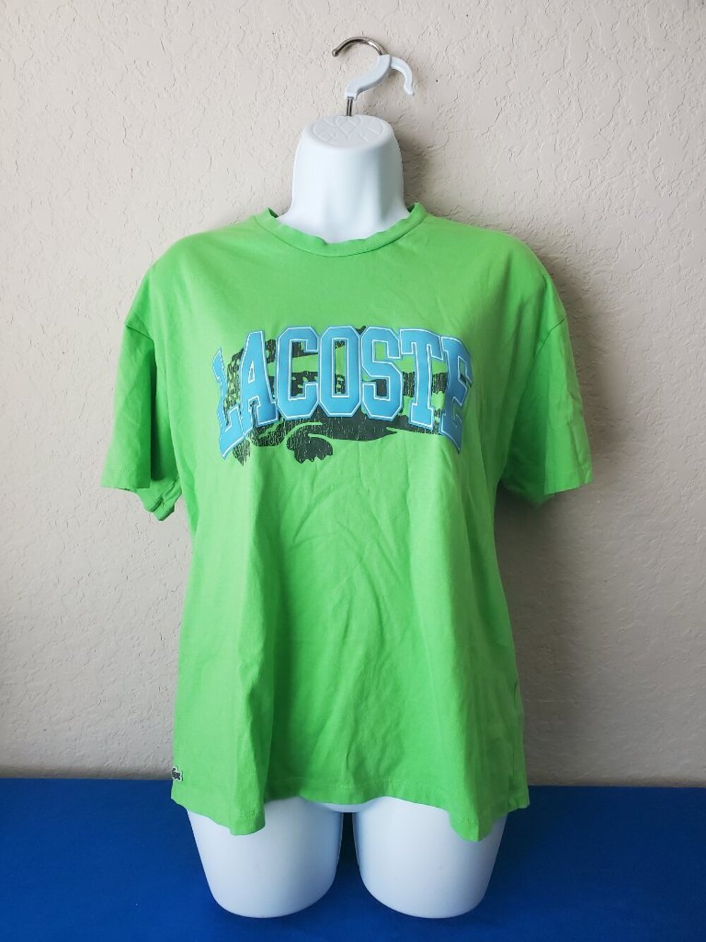 Lacoste Kids Crocodile Print T-Shirt Sz 16 | Lime Green Cotton Graphic Tee